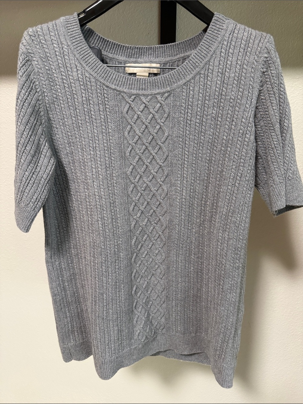 Banana Republic Cable Pullover Sweater, Light Gray, Size large
